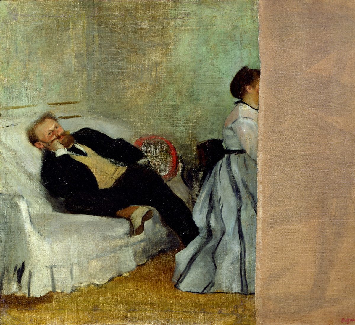 Le tableau mutilé de Degas : Manet allongé sur le canapé, Suzanne effacée par la découpe.