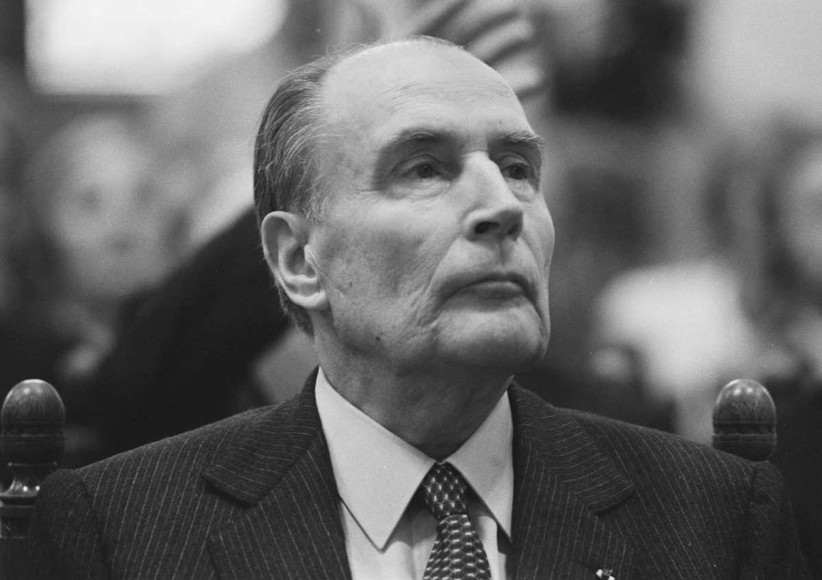 François Mitterrand, président de la République, lors de la séance de clôture d'un congrès européen, le 7 mai 1988.